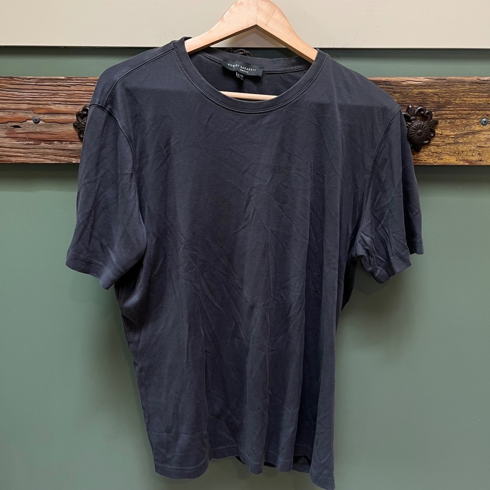 Robert Barakett Mens XL Pima Cotton Crewneck T-Shirt Charcoal Grey Solid Tee